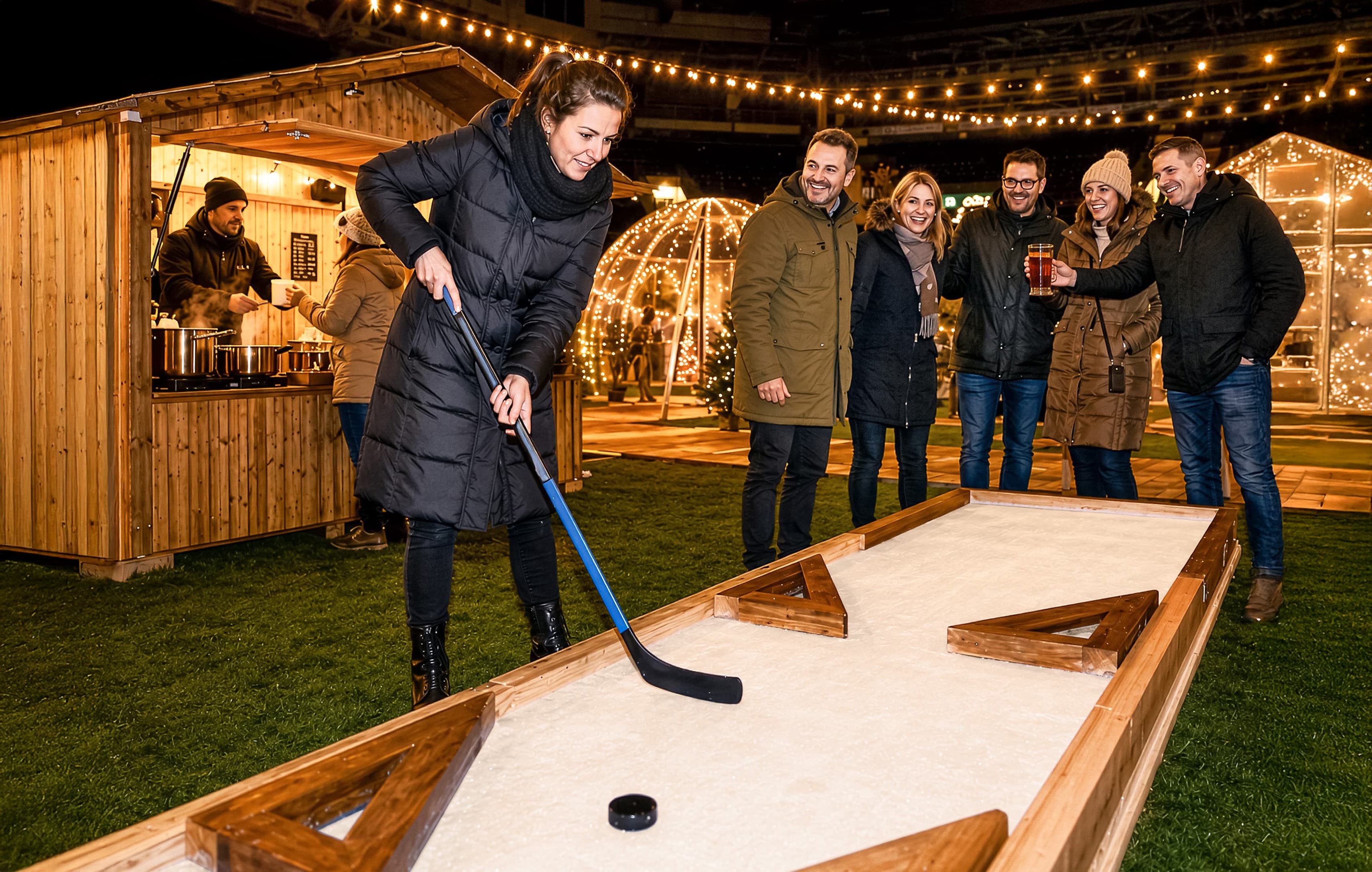 Gäste beim Ice-Minigolf im Iglu Village